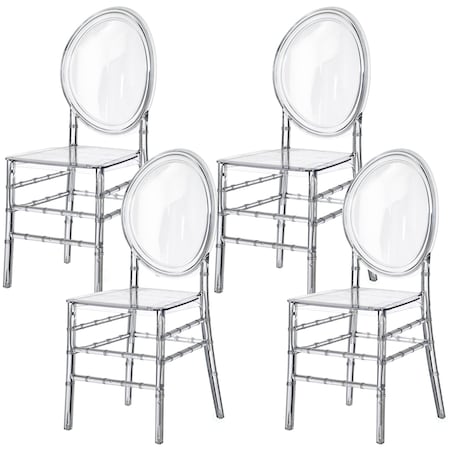 Fabulaxe Modern Acrylic Crystal Ice Chair, Florence Dining Chair, Stackable Transparent Seating, 4PK QI004660.CL.4